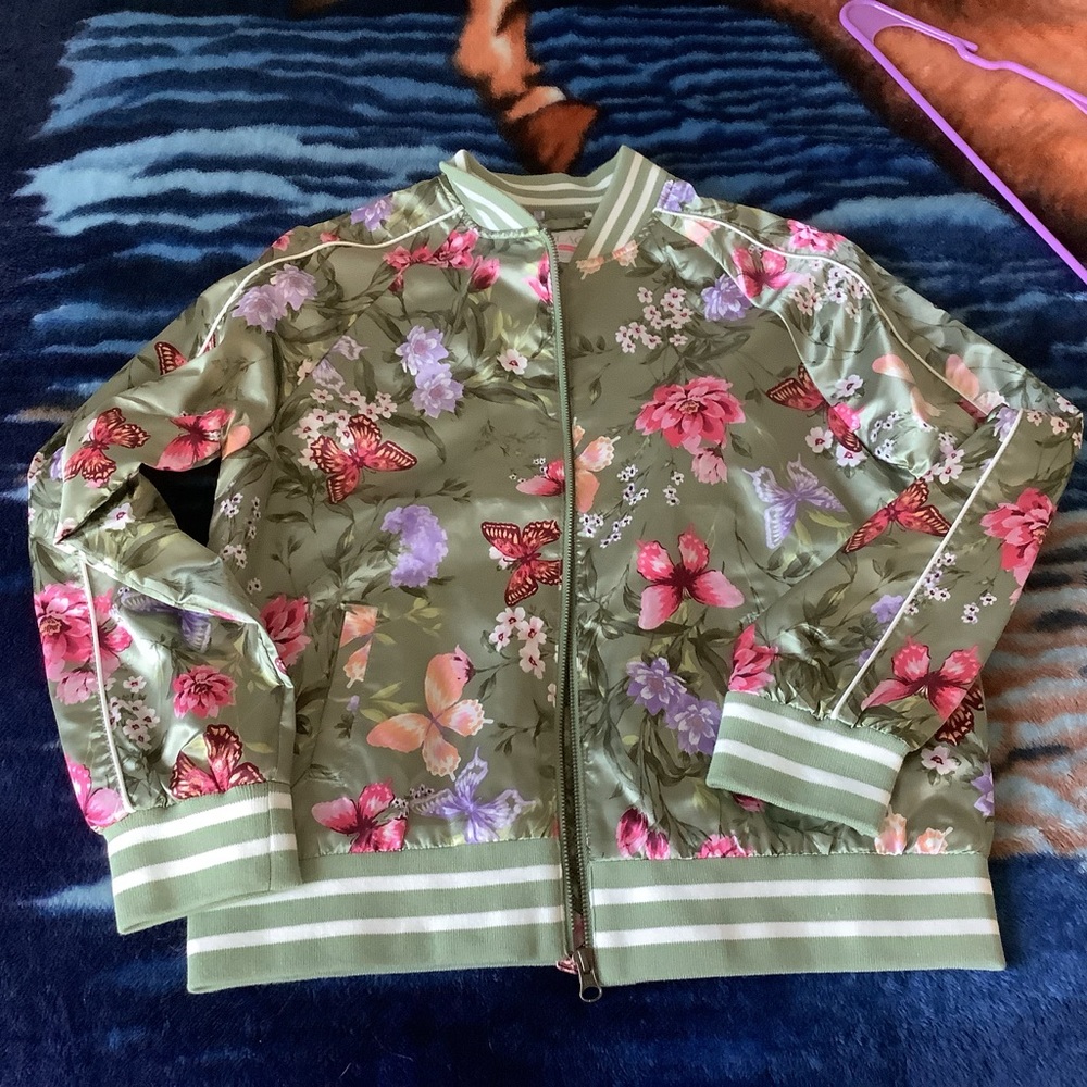 Girls Floral Print Children's Place Bomber Jacket Sz. 16-18